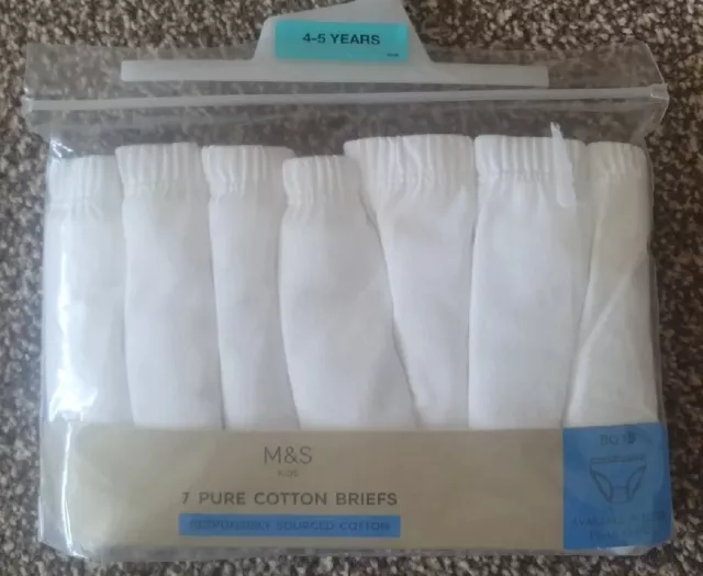 Slip in puro cotone ragazzo M&S confezione da 7 pantaloni bianchi biancheria intima