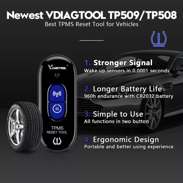 VDIAGTOOL TP509 Auto Tire Pressure Monitor Sensor TPMS Reset Tool for Ford