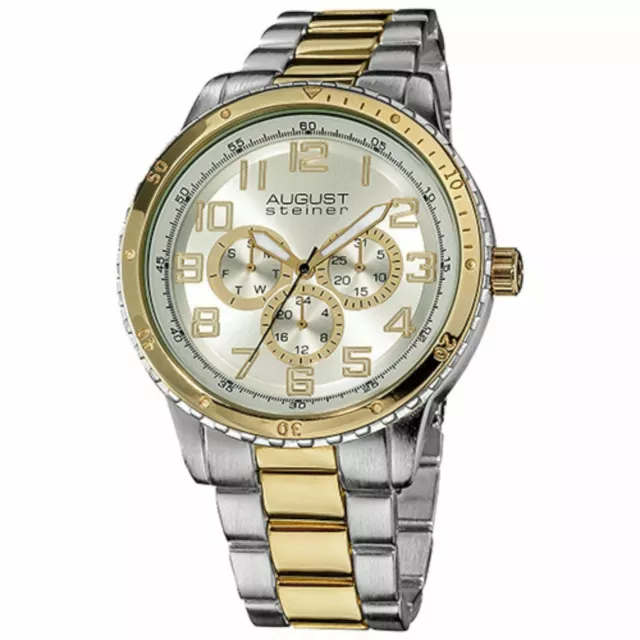 NEW August Steiner AS8060TTG Men's Quartz Multi-Function Bracelet Classy Watch
