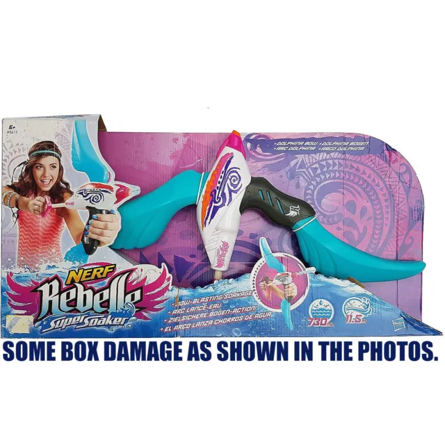 Nerf Rebelle Super Soaker Dolphina Bow Water Pistol Hasbro Age 6+ DAMAGED BOX
