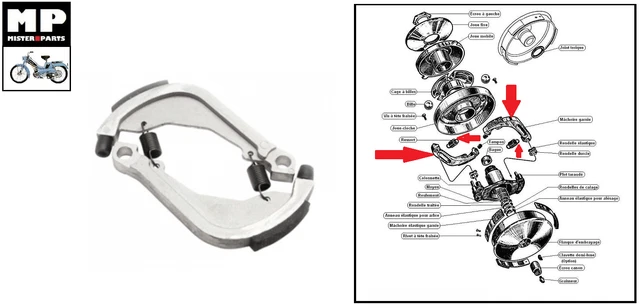 Paire de mâchoire pour embrayage mbk 51 type origine équipement moto mobylette