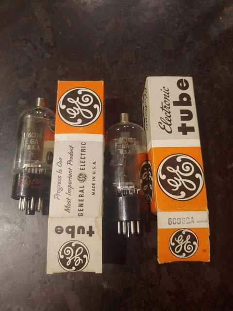 Tested Pair GE 6CD6GA Vacuum Tubes