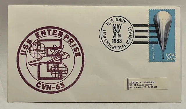 1983 Uss Enterprise Cvn-65 Maroon Cacheted Naval Cover