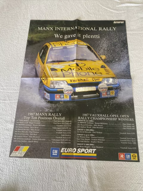 Poster Vauxhall Astra GTE Pentti Airikkala Manx Rally 1987 Size 42 X 57 CM