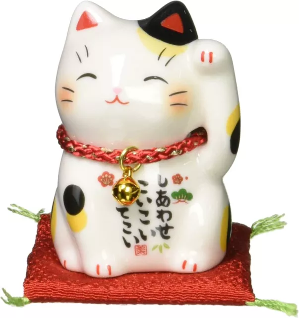 Pottery maneki neko Beckoning Lucky Cat Bell Calico cat Mikeneko Good Luck