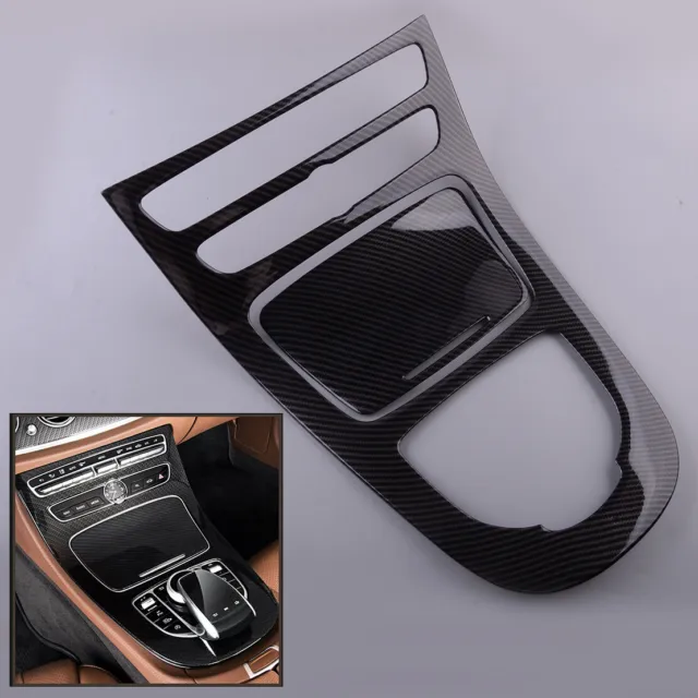 Carbon Fiber Style Interior Gear Shift Panel Cover Trim Fit For Benz W213 16-18