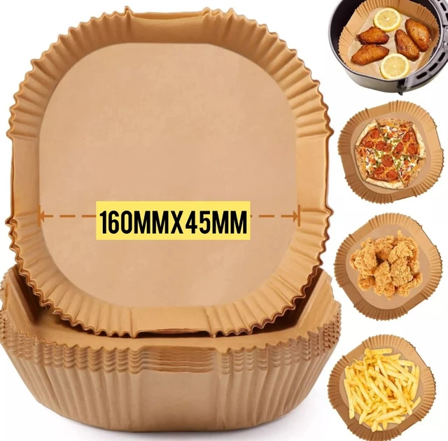 100 Fogli Carta Pergamena Per Friggitrice Ad Aria 16 Cm - Antiaderente, Impermeabile, Qualità Alimentare, Forno E Microonde
