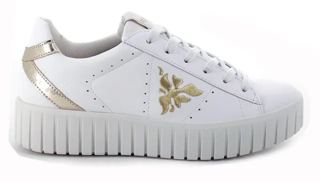 Igi & Co Chaussures pour Femmes Baskets Chaussures à Lacets en Cuir Blanc-Or