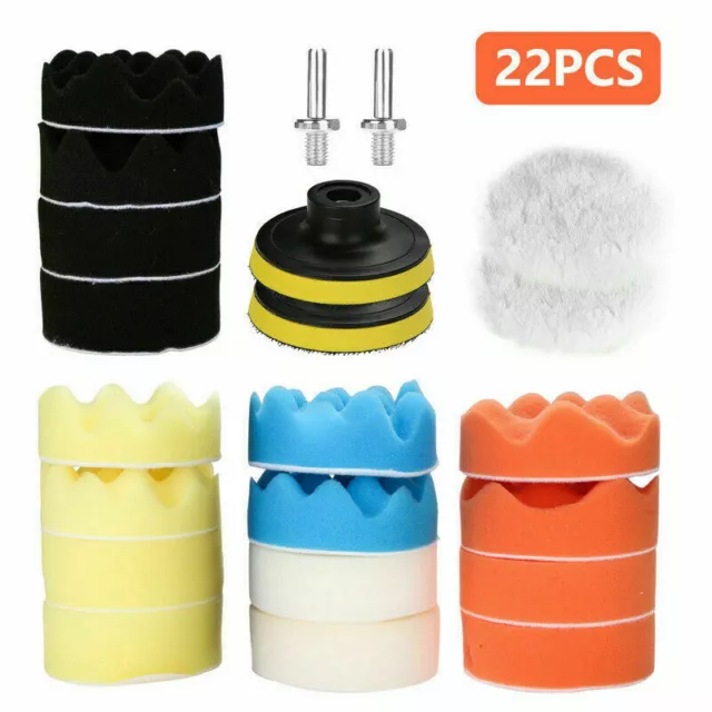 22pz Kit Auto Spugna Lucidatura Tampone trapano Pad Buffing Per lucidatrice Set