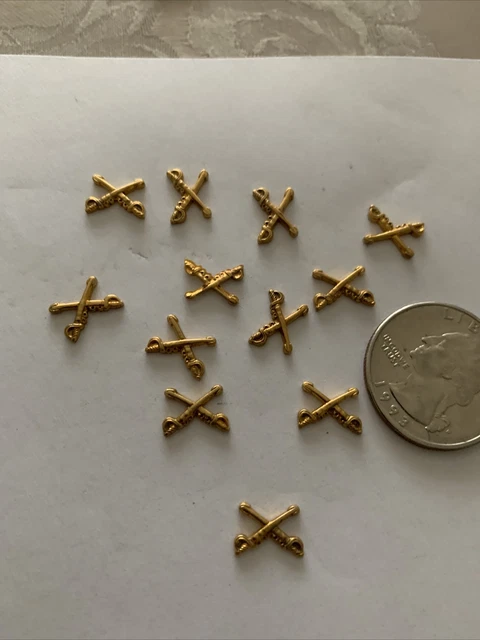 12 Vintage Gold Over Brass Army  Cavalry Emblems