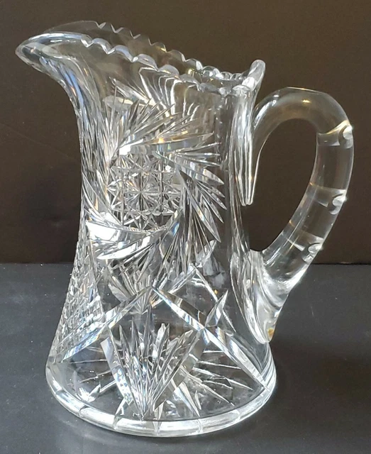 Fine Antique 19th Century ABP American Brilliant Cut Crystal Glass Pitcher Jug