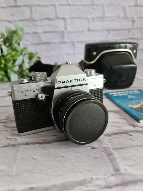 Estuche rígido e instrucciones para cámara Praktica Super TL3 SLR 35 mm lente Pentacon 1,8/50
