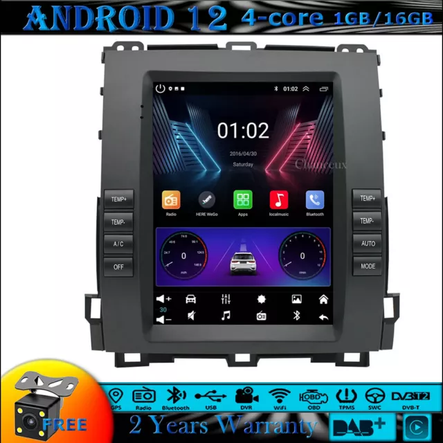 9.7"Android 12 Autoradio DAB GPS SAT Navi BT For Toyota LAND CRUISER PRADO 02-09