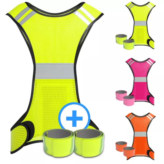 EAZY CASE Warnweste mit Schnapparmband Set Klettverschluss Sicherheit Neon Weste