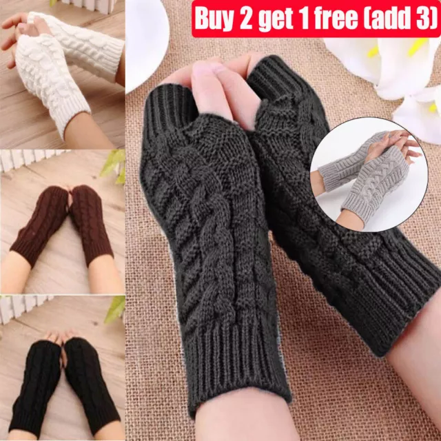 Thermal Fingerless Gloves Ladies Womens Knitted Warm Winter Half Finger Mittens