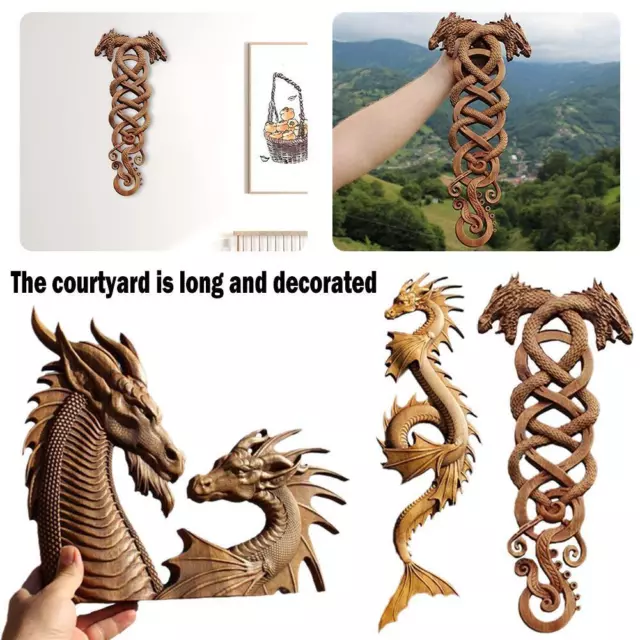 Double Dragon Wall Art Carving Hanging Home Decor -,~~