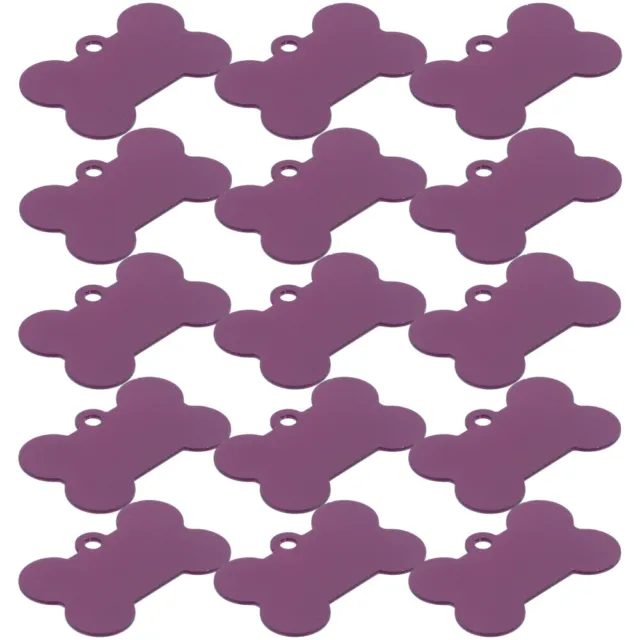 20 piezas etiquetas de nombre de perro púrpura ID de mascota grabadas en forma de hueso