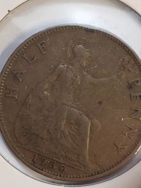 1930 Great Britain 1/2 Penny Coin