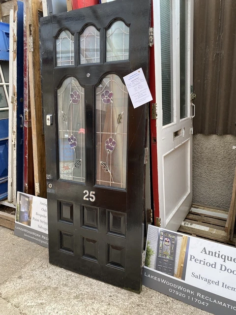 STAINED GLASS FRONT ENTRANCE DOOR - Vintage - Edwardian Victorian Style