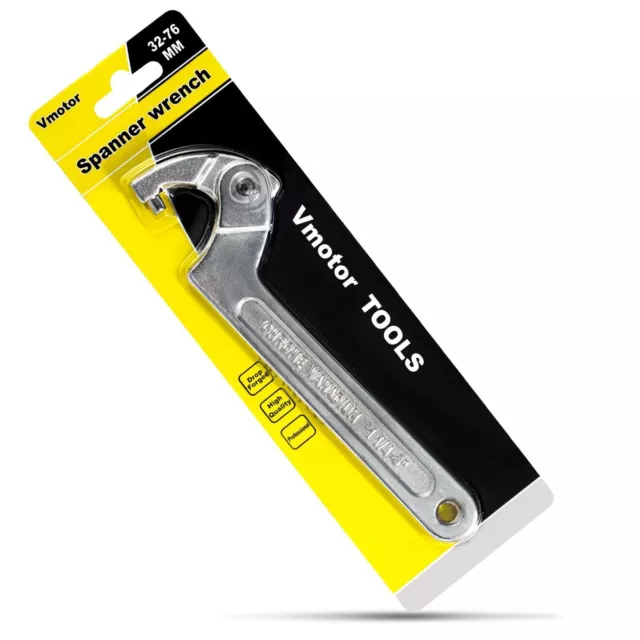 Vmotor Chrome Vanadium Adjustable C Spanner Hook Wrench Tool - 1 1/4-3"(32-76mm)