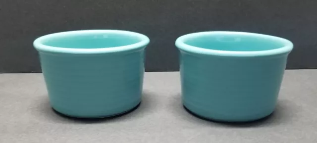 Chantal Teal Blue Ceramic Ramekins Custard Cups Set of 2