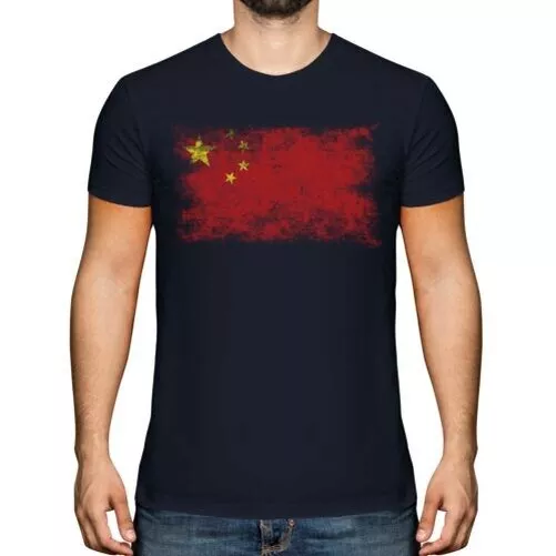 China Distressed Flag Mens T-Shirt Top Zh?Ngguó Peoples Republic Chinese Shirt