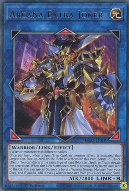 Yugioh! 3x Arcana Extra Joker - KICO-EN030 - Rare - 1st Edition Near Mint