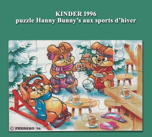 kinder 1996, 1 puzzle Hanny Bunny’s aux sports d’hiver