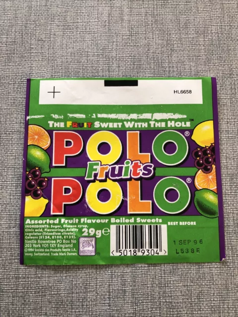 Vintage Nestle Polo Fruits Sweet Wrapper 1996