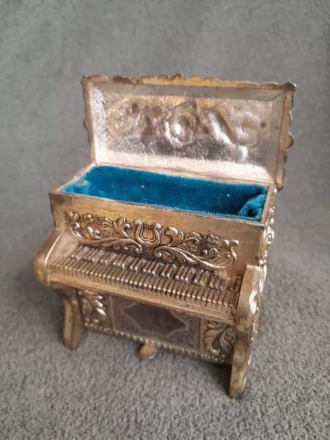 Vtg Gunther Mele Japan Musical Piano Shaped Trinket Jewelry Music Box Heavy Work