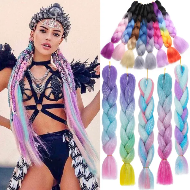 CLEARANCE Colored Box Braiding Ombre Rainbow Glitter Jumbo Braids Hair Extension