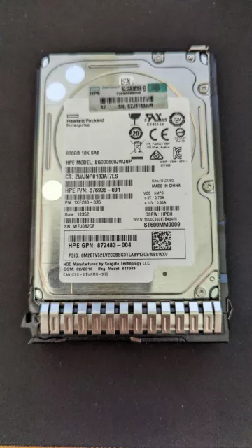 HP 600GB SAS 12G Enterprise 10K SFF (2.5in) Hard Drive - 781516-B21