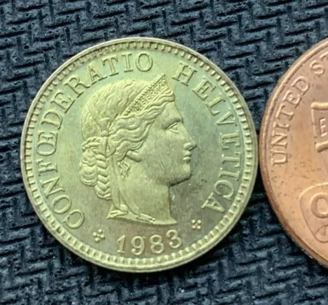 1988 Switzerland 5 Rappen Coin BU UNC  High Grade World Coin   #K1722