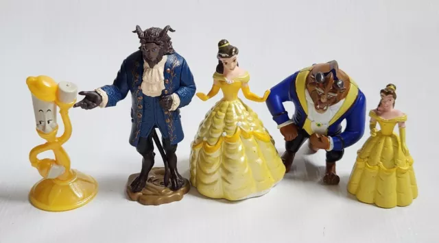 Beauty & the Beast Character Figures Belle Lumiere and The Beast Lot of 5