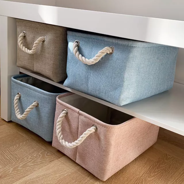 Fabric Large Storage Basket & Rope Handle Decorative Bins for Shelves Organizer