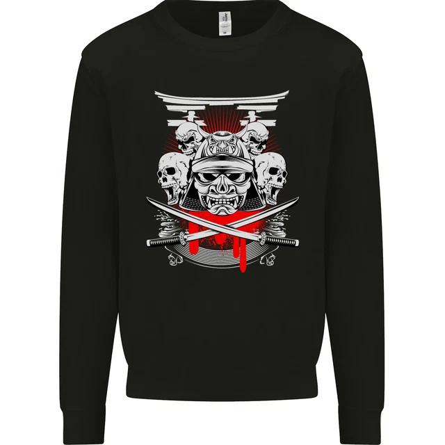 Samurai Skulls Japan Martial Arts MMA Mens Sweatshirt Jumper