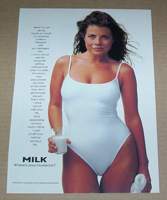 1997 print ad page - MILK where's your mustache? sexy YASMINE BLEETH advertising