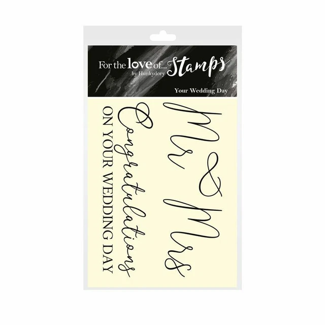 Hunkydory On Your Wedding Day Mr & Mrs Sentiment 4Pc Clear Stamp Set Card Making