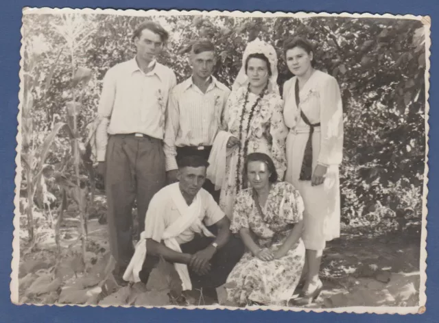 Beautiful Guys and Girls at an Old Village Wedding Soviet Vintage Photo USSR
