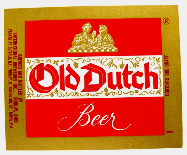 International Breweries OLD DUTCH BEER beer label Findlay OH 32oz