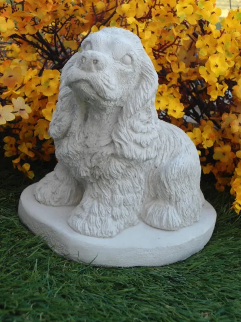 Concrete Cocker Spaniel statue figurine garden decor grave marker pet lovers gif