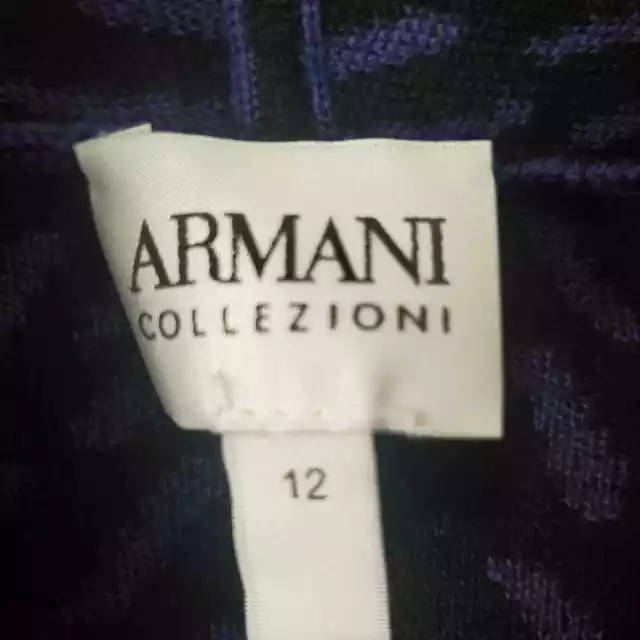 Armani Collezioni Intarsia Open Wool Cardigan 12 Imperial Bleu Geo Print Luxe 3