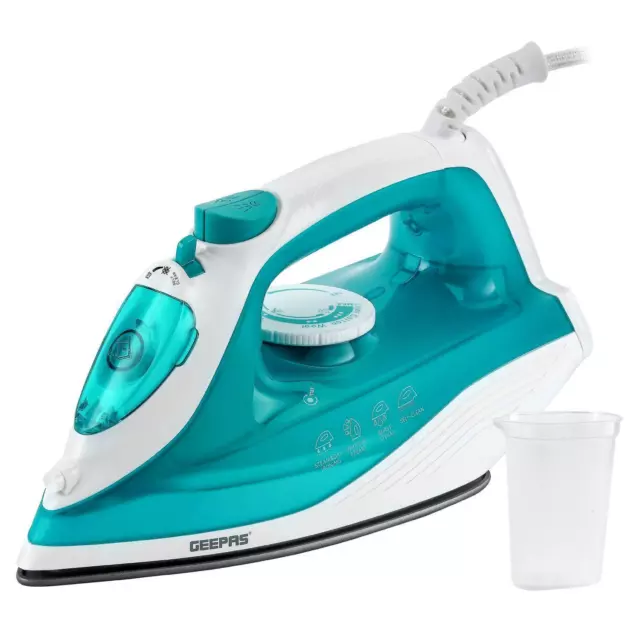 GEEPAS Steam Iron 1600W Non-Stick Soleplate Dry/Steam Iron Adjustable Temp Blue