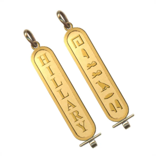 Gold Plated handmade silver Two-Sided Cartouche in Hieroglyph and English Size-5
