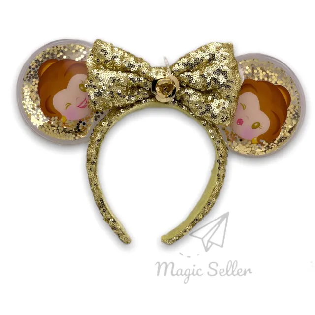 Belle Beauty And The Beast Sparkle Minnie Mouse Now Ears Headband Disney Parks