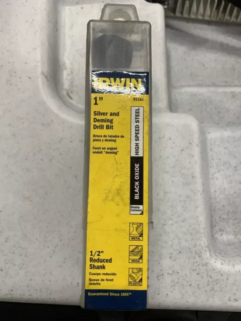 Irwin 1" Silver and Deming High Speed Steel Drill Bit 1/2" Reduced Shank 91164