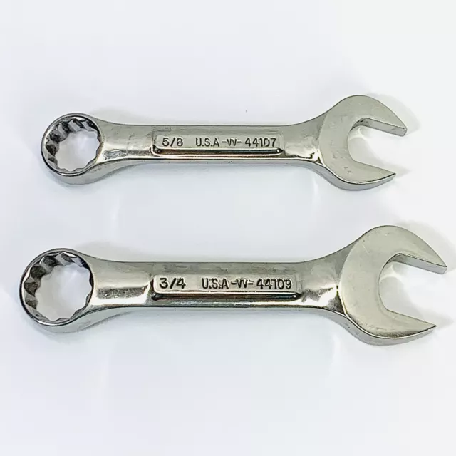 Llave de combinación corta Craftsman Stubby 3/4"" 44109 y 5/8"" 44107 EE. UU. Lote de 2