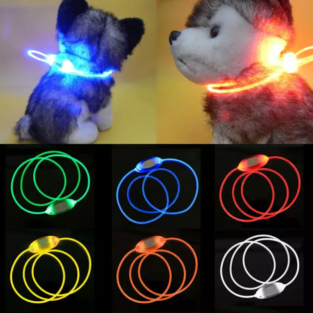 LED Light Up Pet Dog Collar Flashing Luminous Night Safety Adjustable Collar UK