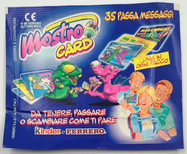 MOSTRO CARD sorpresina PASSA MESSAGGI sigillata incarto sealed merendine KINDER