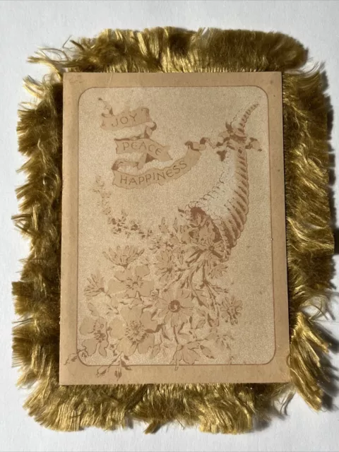 EASTER GREETINGS 1880s Victorian SILK die cut FRINGE Card Floral GOLD 3